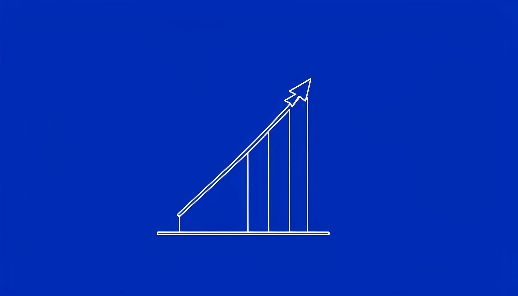 Minimal line drawing of a jackpot meter rising on a deep blue background.